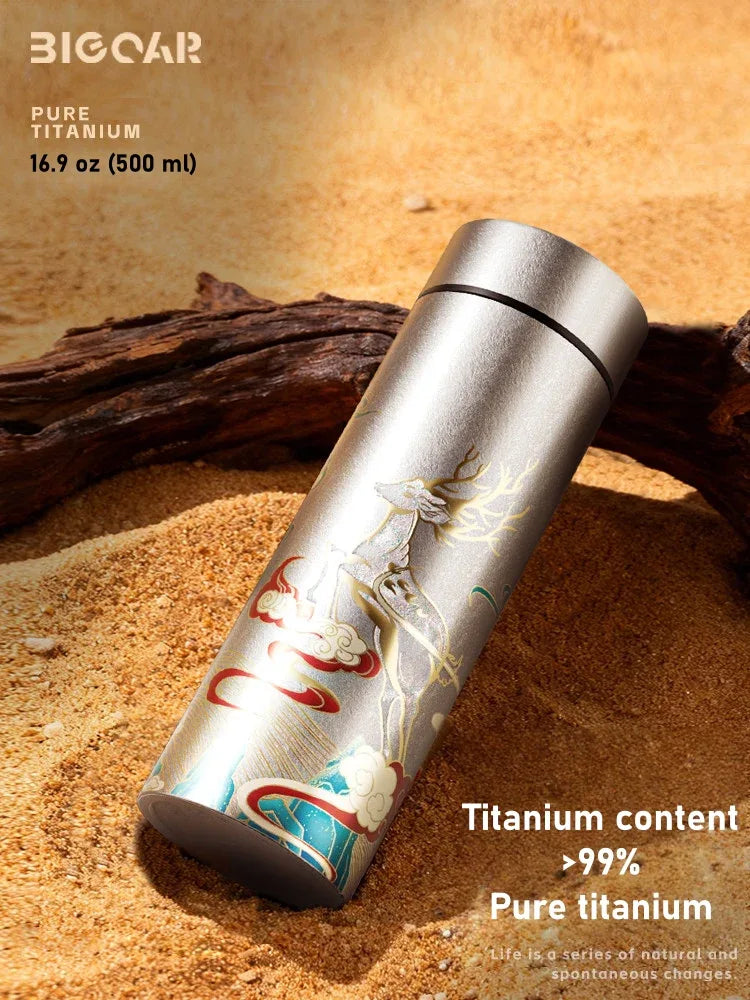 GearMoor Cloud Deer Titanium Tumbler | Insulated Cold Cup Tea Separator | 16.9 oz