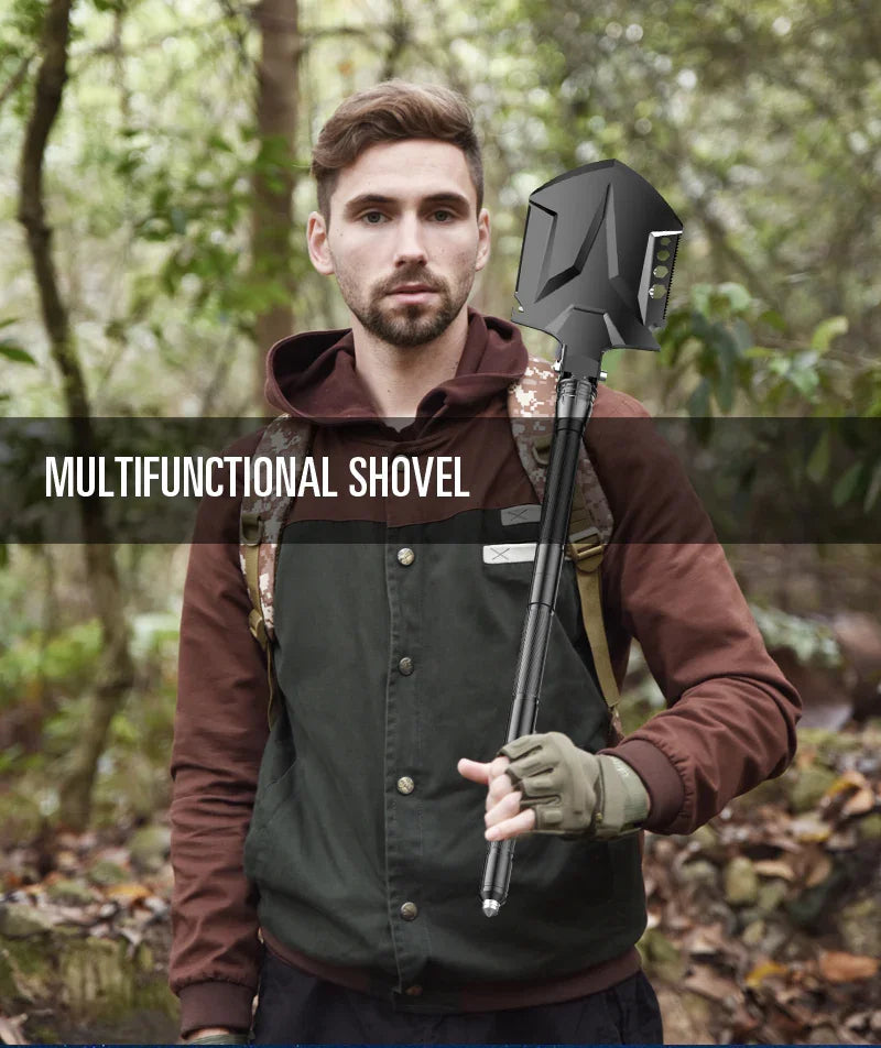 2025 New Model Outdoor Engineer Shovel Axe Hammer Headlamp Set - Multi-Functional Folding Survival Tool