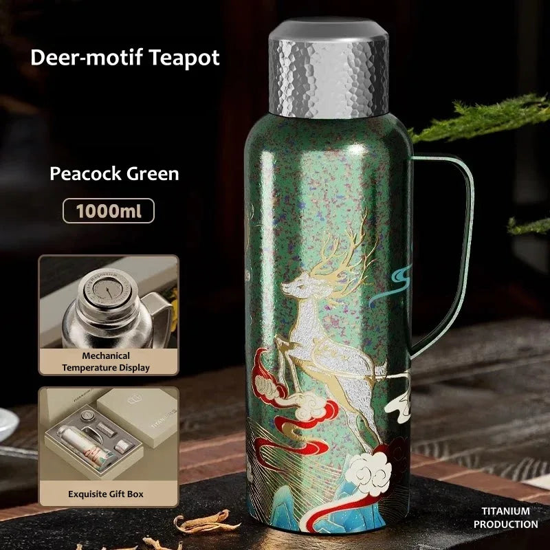 GearMoor Titanium Water Bottle SKU 05 – 1000ml 33.8oz, color variant, pure titanium vacuum insulated bottle, daily carry