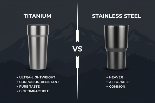 Titanium vs Stainless Steel insulated tumbler comparison infographic