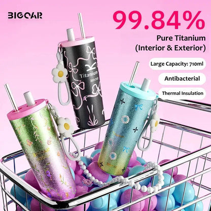 GearMoor Large Titanium Straw Tumbler | Vacuum Insulated | 24 oz