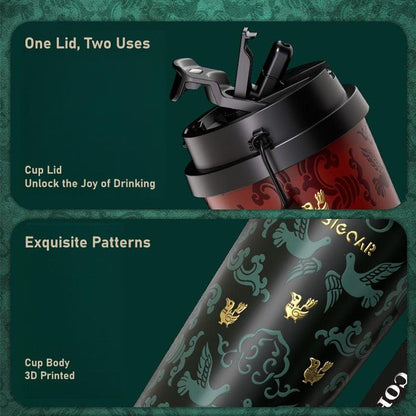 GearMoor Pure Titanium Insulated Coffee Cup | Ancient Chinese Culture Limited Edition – 17.6 oz Grade TA1 Travel Mug