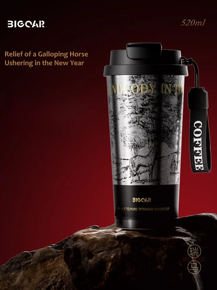 GearMoor Year of Horse Titanium Tumbler | Dark Horse Forest Collector's Cold Cup | 17.6 oz