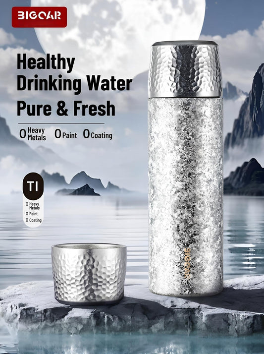 GearMoor Titanium Tea Infuser Tumbler | Smart Temp Display Insulated Cold Cup | 20.3 oz