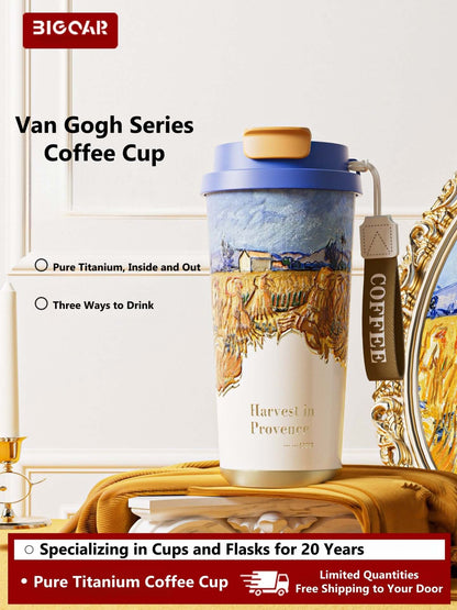 GearMoor Van Gogh Landscape Titanium Tumbler | Insulated Cold Cup for Women | 17.6 oz