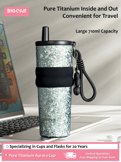 Titanium Insulated Straw Tumbler – 24 oz Car Cup
