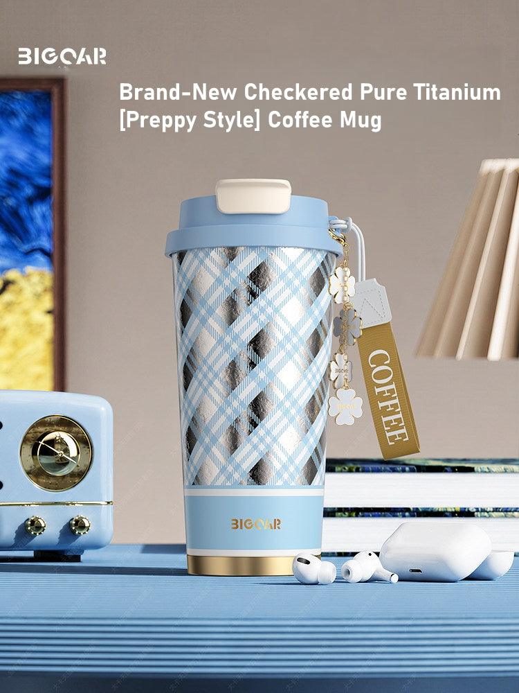 GearMoor Checkered Titanium Tumbler | Preppy Insulated Cold Cup for Women | 17.6 oz