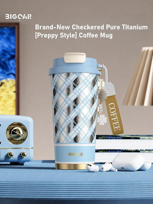 GearMoor Checkered Titanium Tumbler | Preppy Insulated Cold Cup for Women | 17.6 oz