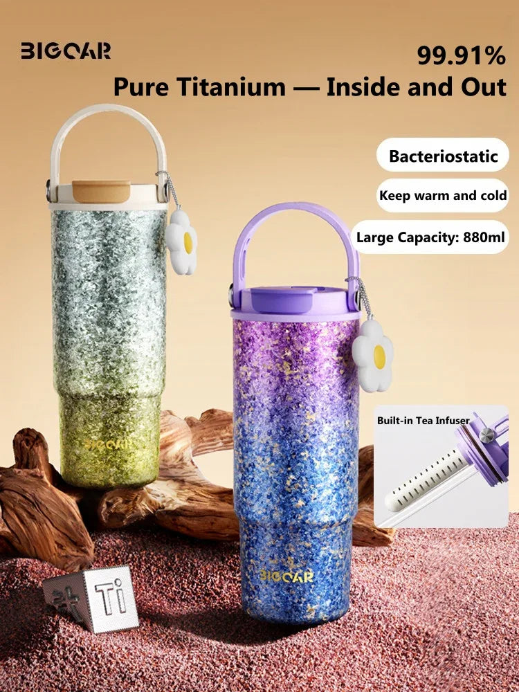GearMoor Pure Titanium Insulated Straw Cup | Ice-Cold All Day | 29.7 oz