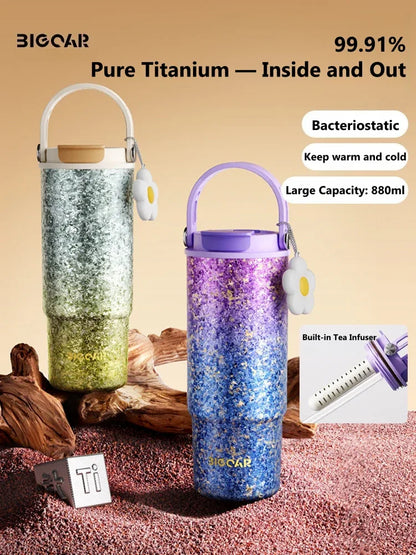 GearMoor Pure Titanium Insulated Straw Cup | Ice-Cold All Day | 29.7 oz