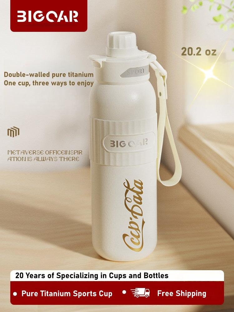 BIG CAR Sport Insulated Water Bottle black and white 20.2 oz 600ml