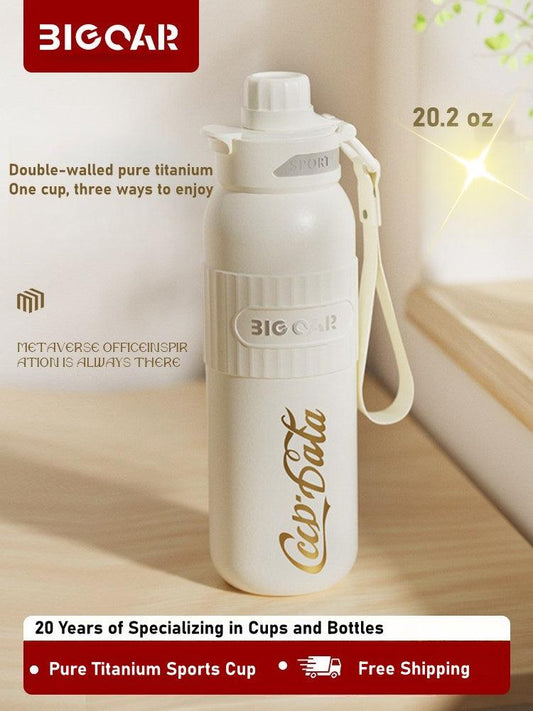 BIG CAR Sport Insulated Water Bottle black and white 20.2 oz 600ml