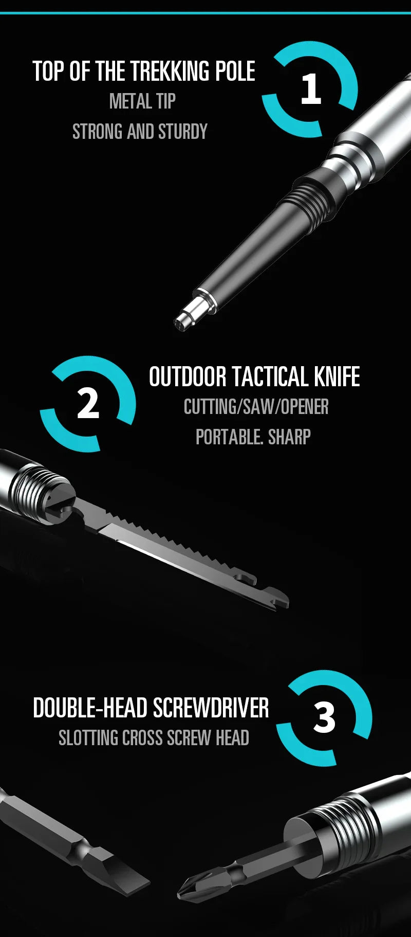 Hiking pole camping multifunctional folding camping outdoor sports supplies edc hiking pole