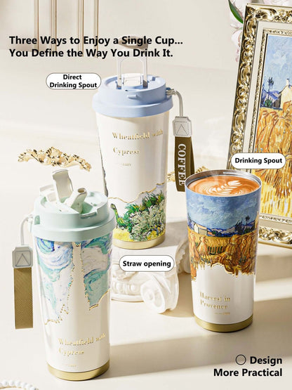 GearMoor Van Gogh Landscape Titanium Tumbler | Insulated Cold Cup for Women | 17.6 oz