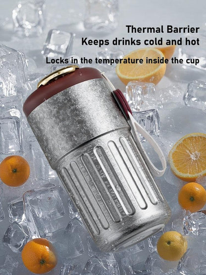 GearMoor Pure Titanium Smart Travel Coffee Mug - Temperature Display Front View 13.87oz
