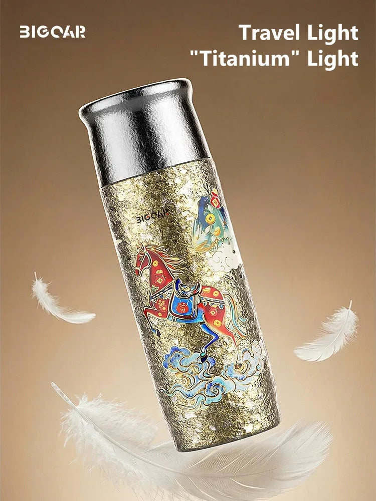 GearMoor Luxury Titanium Tumbler | Chinese Heritage Art Cup | 12.5 oz