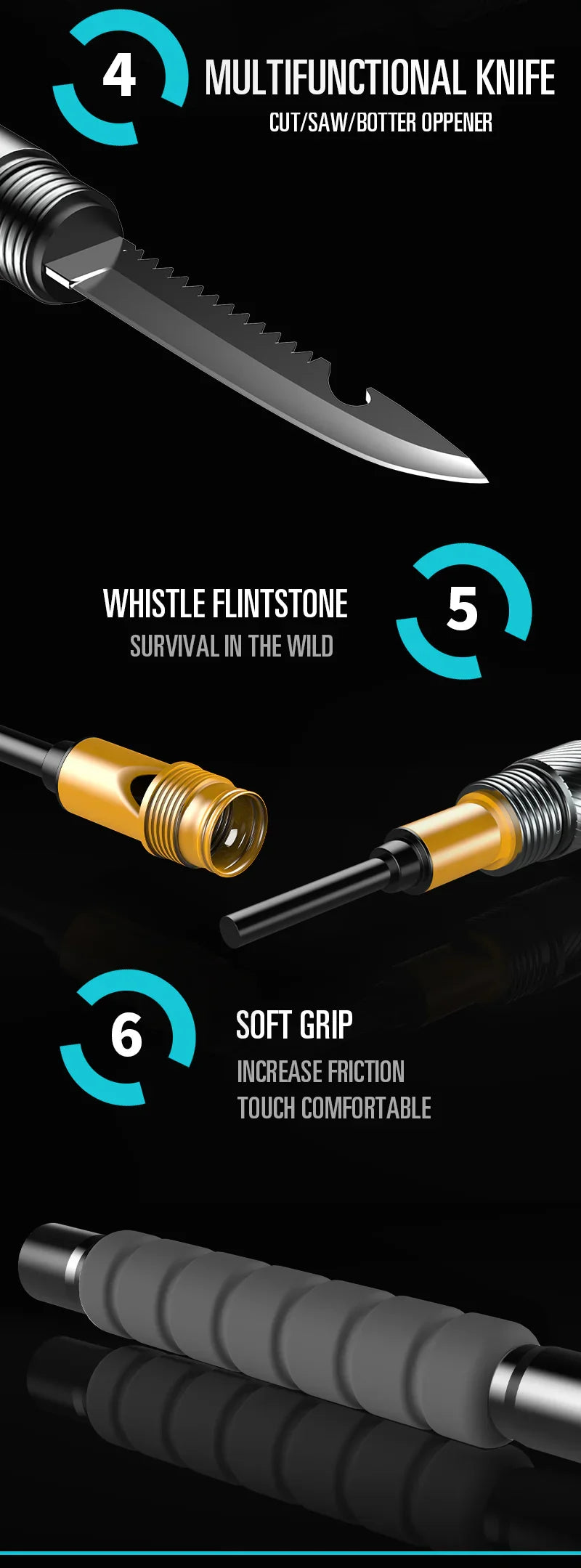 Hiking pole camping multifunctional folding camping outdoor sports supplies edc hiking pole