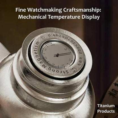 GearMoor Titanium Water Bottle – Lid detail close-up, secure vacuum seal, titanium and PP components, leak-proof design
