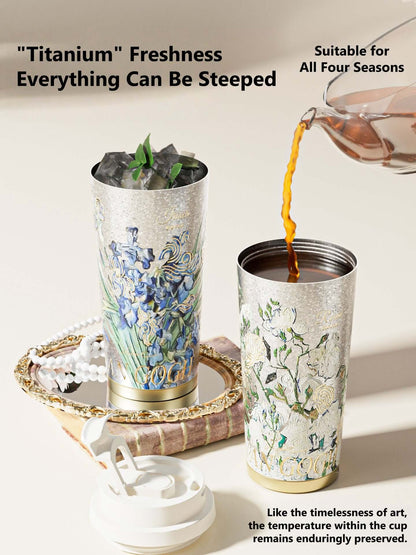GearMoor Van Gogh Floral Titanium Tumbler | Insulated Cold Cup for Women | 17.6 oz