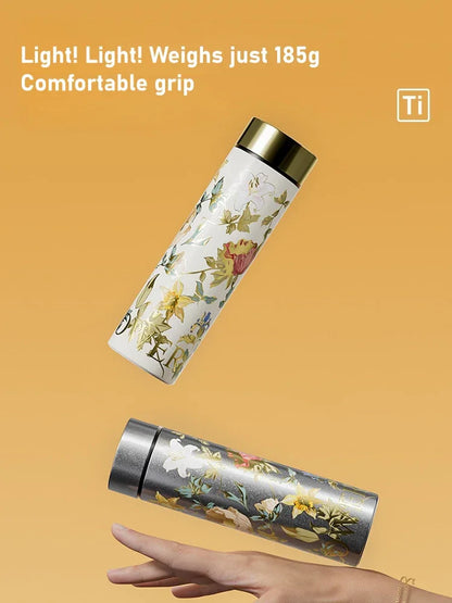 GearMoor Peony Titanium Tumbler | Insulated Cold Cup Tea Separator | 10.1 & 16.9 oz