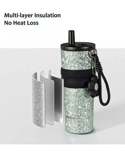 Titanium Insulated Straw Tumbler – 24 oz Car Cup