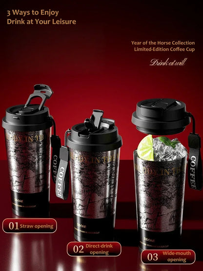 GearMoor Year of Horse Titanium Tumbler | Dark Horse Forest Collector's Cold Cup | 17.6 oz