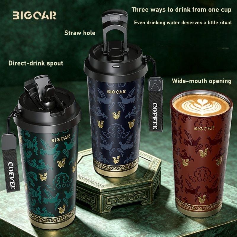 GearMoor Pure Titanium Insulated Coffee Cup | Ancient Chinese Culture Limited Edition – 17.6 oz Grade TA1 Travel Mug