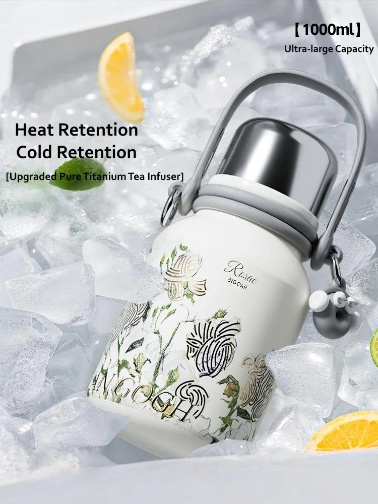 GearMoor Van Gogh Titanium Water Bottle | Large Insulated Cooler | 33.8 & 50.7 oz