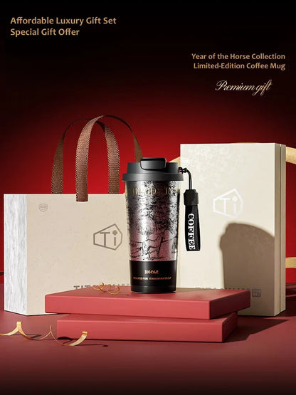 GearMoor Year of Horse Titanium Tumbler | Dark Horse Forest Collector's Cold Cup | 17.6 oz