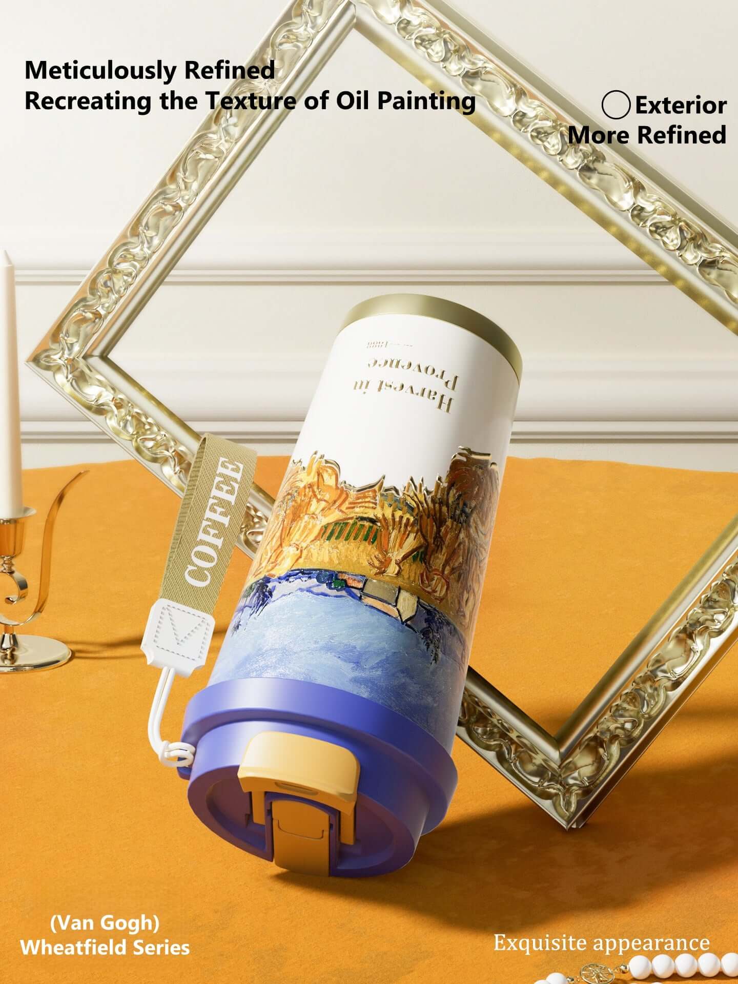 GearMoor Van Gogh Landscape Titanium Tumbler | Insulated Cold Cup for Women | 17.6 oz