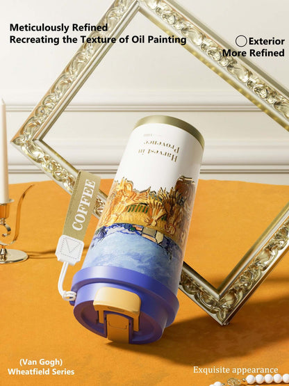 GearMoor Van Gogh Landscape Titanium Tumbler | Insulated Cold Cup for Women | 17.6 oz