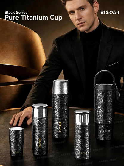 Black Series Titanium Tumbler | 100% TA1 Ultra-Light Luxury | GEARMOOR