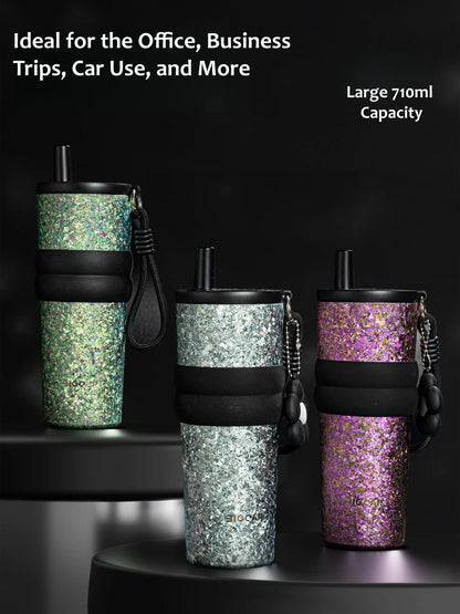 Titanium Insulated Straw Tumbler – 24 oz Car Cup
