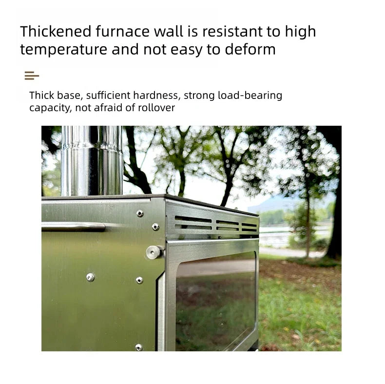 Outdoor Camping Stainless Steel Wood-Burning Stove Portable Multi-Functional Heater for Camping and Tents