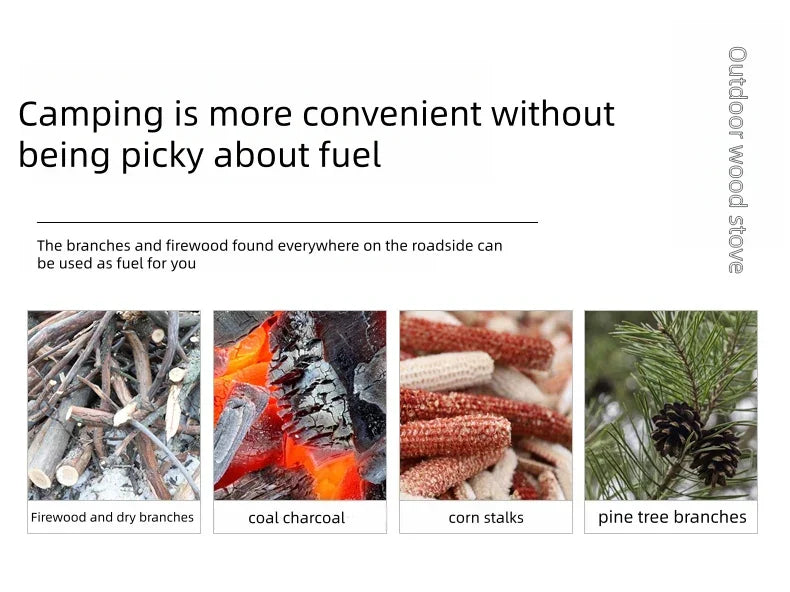 Outdoor Camping Stainless Steel Wood-Burning Stove Portable Multi-Functional Heater for Camping and Tents