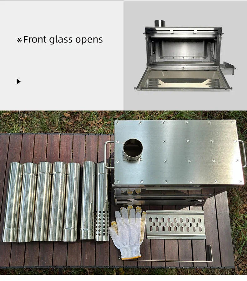 Outdoor Camping Stainless Steel Wood-Burning Stove Portable Multi-Functional Heater for Camping and Tents