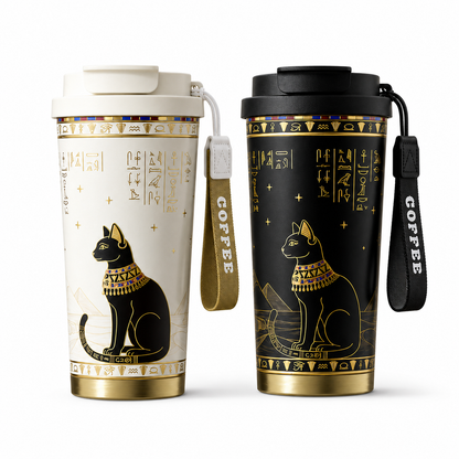 GearMoor Egyptian Cat Pure Titanium Tumbler | 17.6 oz Vacuum Insulated Travel Mug