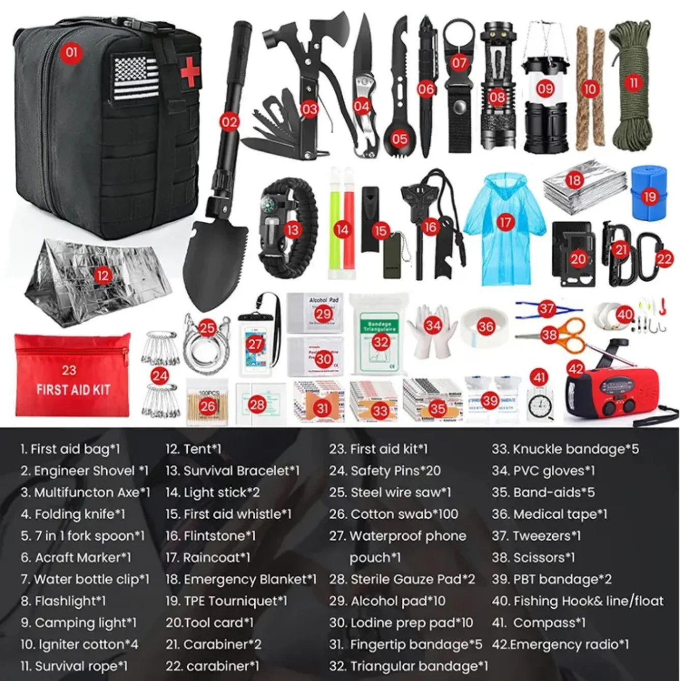 Outdoor adventure camping supplies survival tools camping set wilderness survival emergency kit