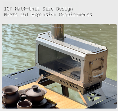 Camping Half-Unit Fire Pit Tent Stove Multi-Functional Wood-Burning Stove Winter Heating Stove