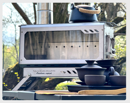 Camping Half-Unit Fire Pit Tent Stove Multi-Functional Wood-Burning Stove Winter Heating Stove