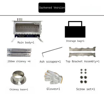 Camping Half-Unit Fire Pit Tent Stove Multi-Functional Wood-Burning Stove Winter Heating Stove