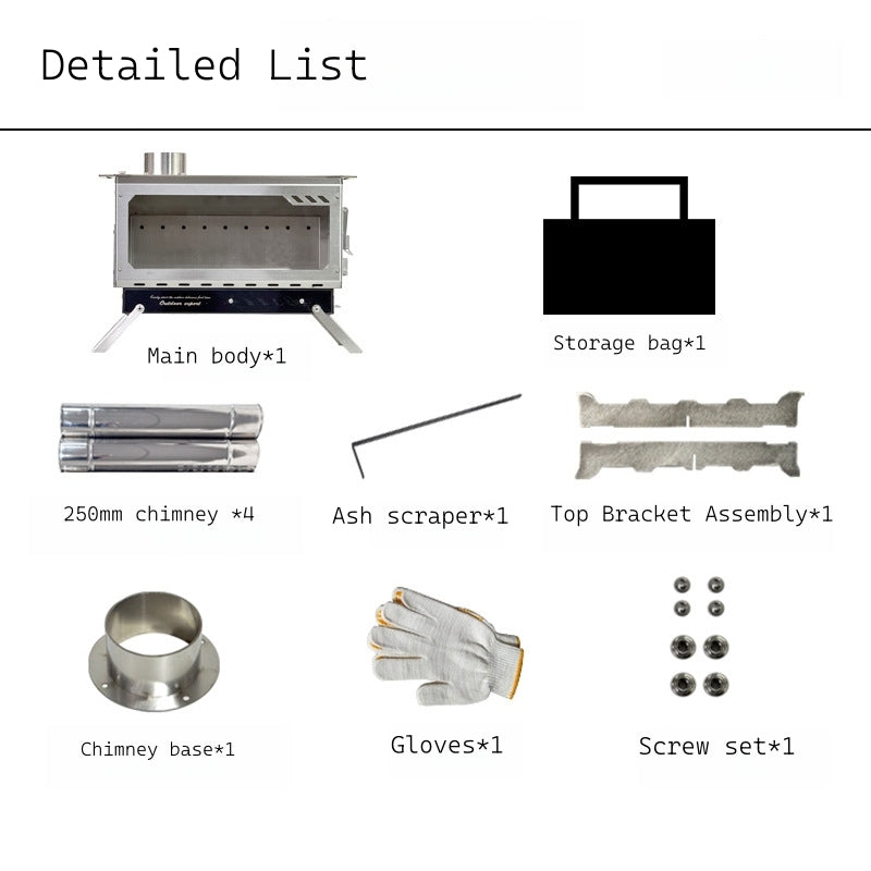Camping Half-Unit Fire Pit Tent Stove Multi-Functional Wood-Burning Stove Winter Heating Stove