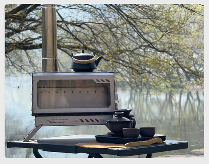 Camping Half-Unit Fire Pit Tent Stove Multi-Functional Wood-Burning Stove Winter Heating Stove