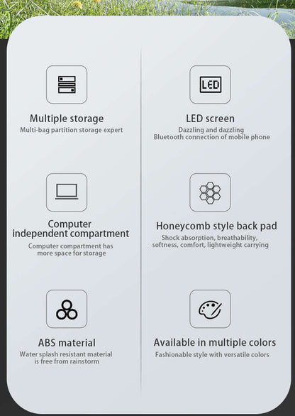 New LED Backpack with Bluetooth Transmitter - Full-Color Motorcycle Style Cycling Hiking Backpack for Men and Women - Smart Dual-Shoulder Bag DIY