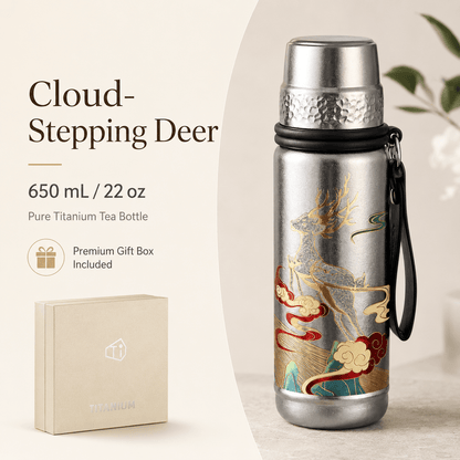 Cloud-Stepping Deer pure titanium tea bottle with premium gift box