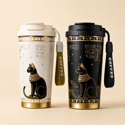 GearMoor Egyptian Cat Pure Titanium Tumbler | 17.6 oz Vacuum Insulated Travel Mug