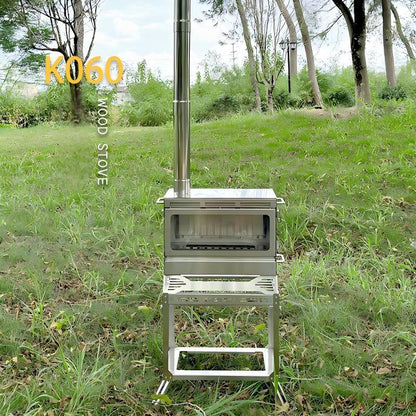 Outdoor Camping Stainless Steel Wood-Burning Stove Portable Multi-Functional Heater for Camping and Tents