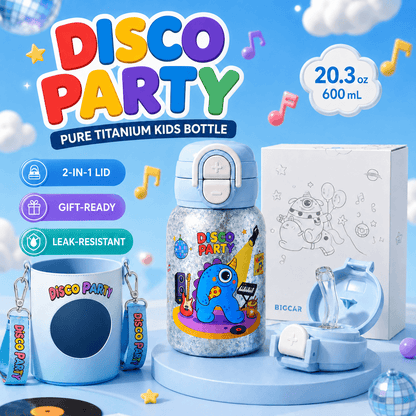 Pure Titanium Kids Water Bottle 20.3 fl oz | 2-in-1 Lid Gift Set