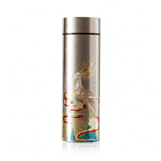 GearMoor Cloud Deer Titanium Tea Travel Mug – White Background Product Shot, 16.9 oz