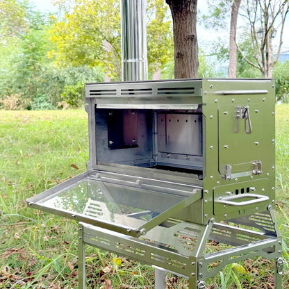 Outdoor Camping Stainless Steel Wood-Burning Stove Portable Multi-Functional Heater for Camping and Tents